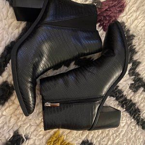 Franco Sarto Black Croc Booties